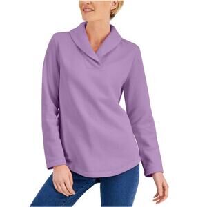 Karen Scott Sport Shawl Collar Fleece Pullover Fragrant Lilac - S
